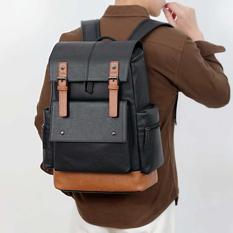 Leather Work Bag Men - حقيبة ظهر جلدية رجالية جديدة بتصميم