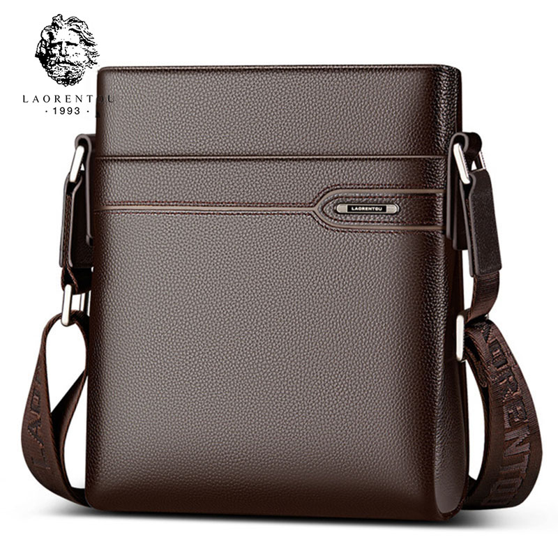 Leather Work Bag Men - LAORENTOU الرجال جلد طبيعي حقيبة كروسبودي