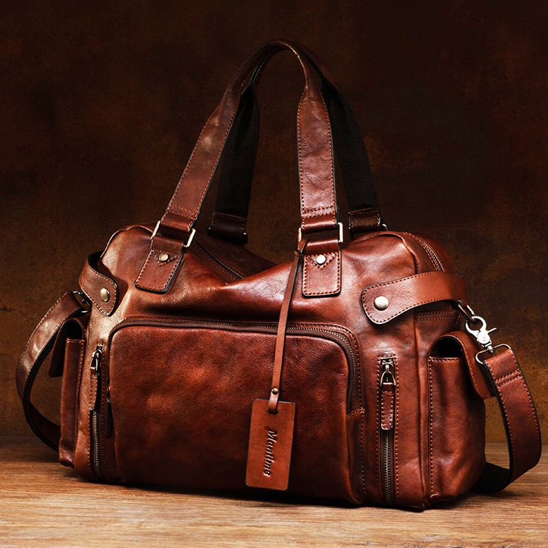 Leather Work Bag Men - حقيبة رجالية كلاسيكية من الجلد المدبوغ