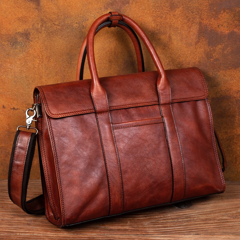 Leather Work Bag Men - حقيبة يد من الجلد المدبوغ بالخضراوات