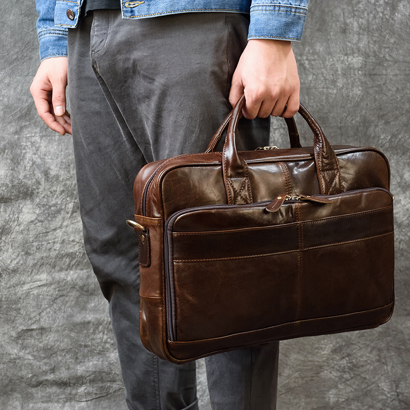 Leather Work Bag Men - حقيبة يد فاخرة من الجلد الطبيعي