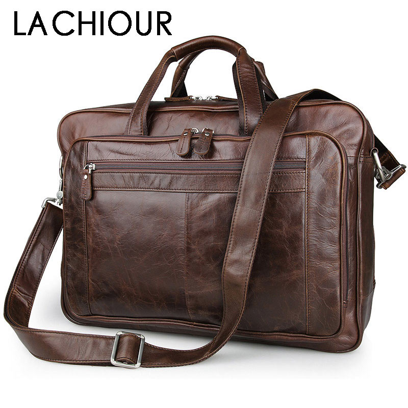 Leather Work Bag Men - LACHIOUR-حقيبة يد جلدية أصلية للرجال ،