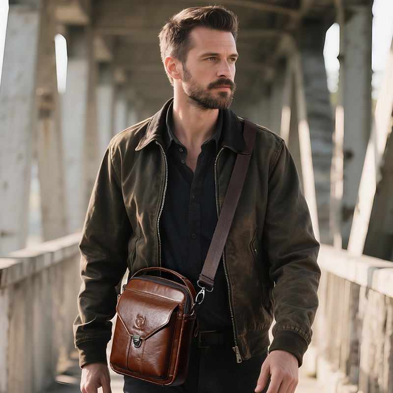 BULLCAPTAIN حقيبة ساعي جلدية ل - مراجعة Leather Work Bag Men وسعره
