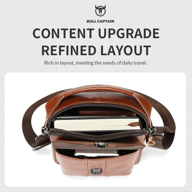 BULLCAPTAIN حقيبة ساعي جلدية ل - مراجعة Leather Work Bag Men وسعره
