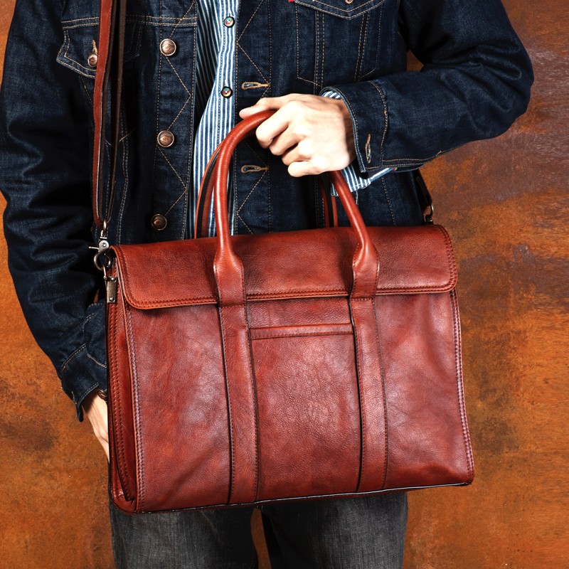 حقيبة يد من الجلد المدبوغ بالخ - مراجعة Leather Work Bag Men وسعره