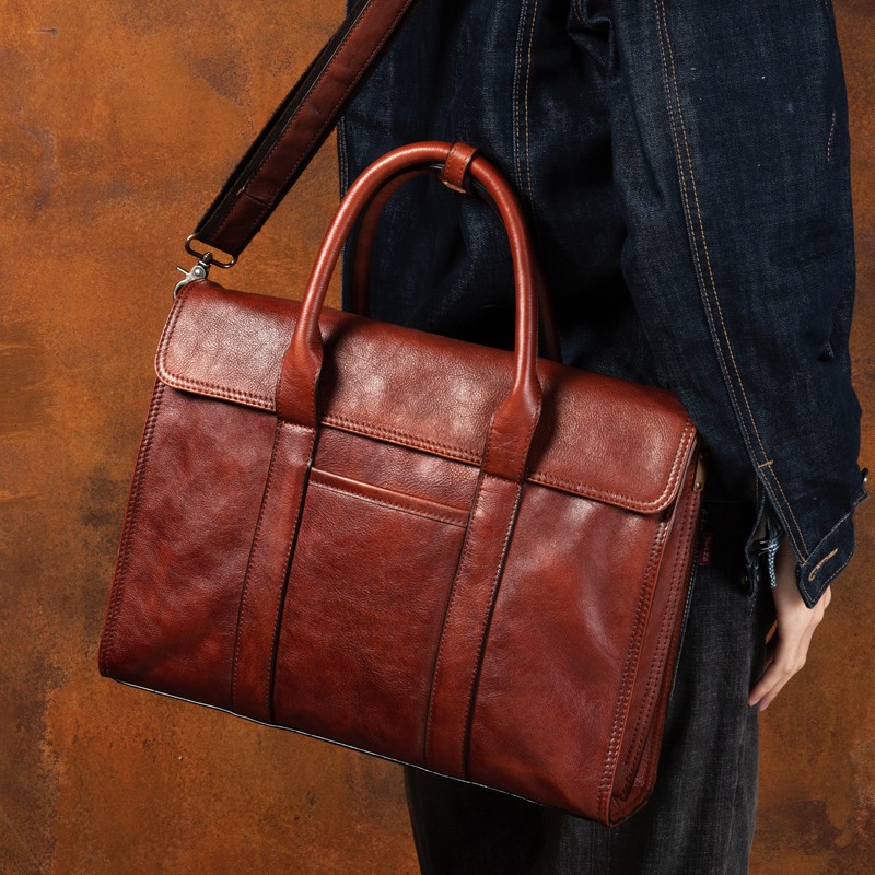 حقيبة يد من الجلد المدبوغ بالخ - مراجعة Leather Work Bag Men وسعره
