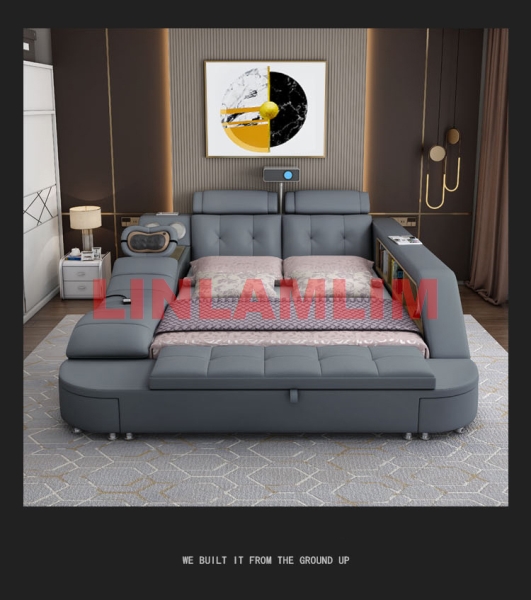 إطار سرير فاخر مبطن مع وحدات ت - مراجعة Leather Work Fabric وسعره