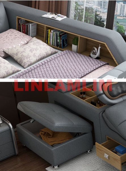إطار سرير فاخر مبطن مع وحدات ت - مراجعة Leather Work Fabric وسعره